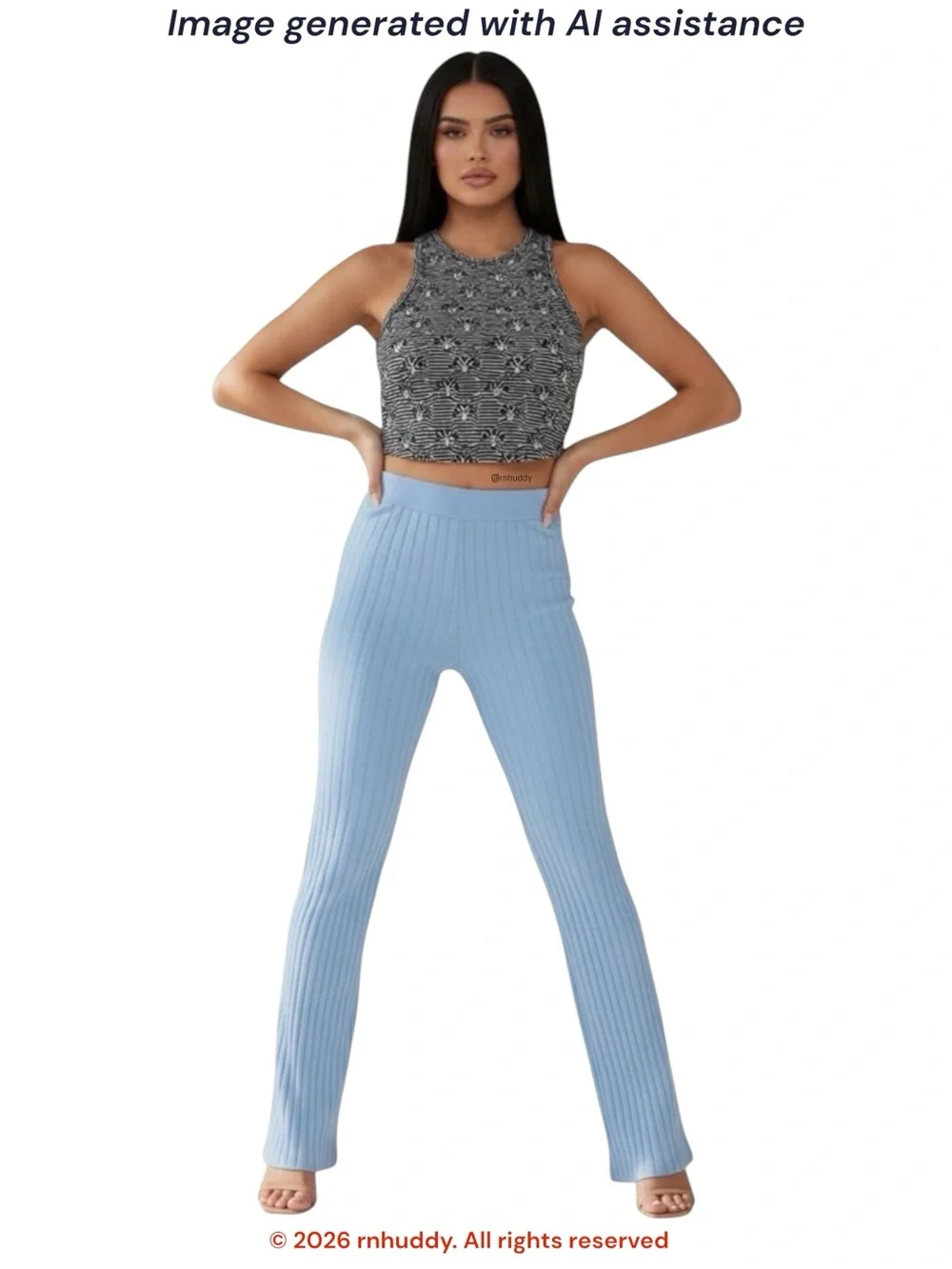 NWT White Fox Boutique M blue rib knit pants